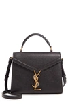 Saint Laurent Mini Cassandra Leather Top Handle Bag In Nero