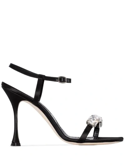 Manolo Blahnik Nafud 105mm Crystal-embellished Sandals In Black