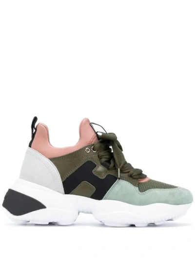 Hogan Interaction Colour-block Trainers In Green