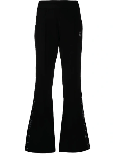 Off-white Logo-tape Flared Track Trousers In Black