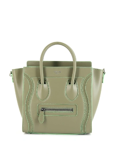 Pre-owned Celine  Nano Luggage Tote Bag In Green