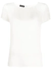 Emporio Armani White Stretch Silk T-shirt With Rear Key-hole In White