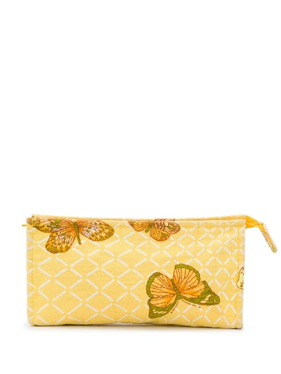 Pre-owned Hermes  Butterfly Print Clutch In Yellow