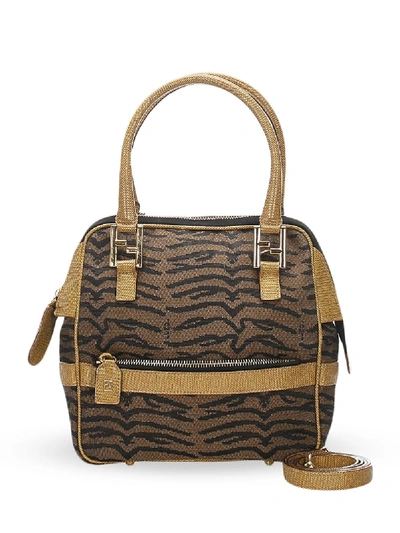Pre-owned Fendi Animal Pattern Tote Bag In Brown