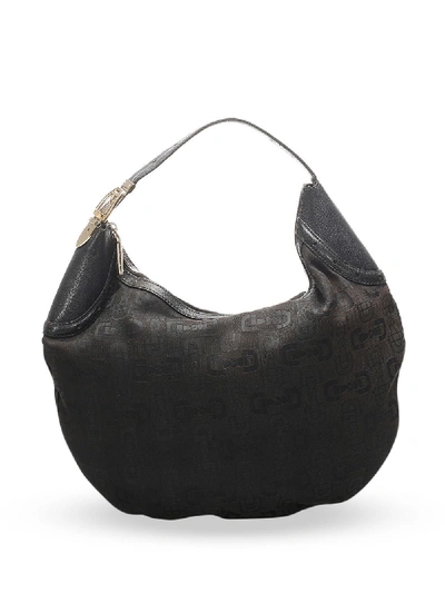 Pre-owned Gucci Horsebit Pattern Shoulder Bag In Black