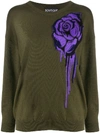 BOUTIQUE MOSCHINO ROSE MOTIF CREWNECK JUMPER