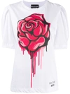BOUTIQUE MOSCHINO ROSE PRINT PUFF SLEEVE T-SHIRT