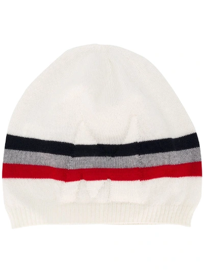 Moncler Babies' Signature Stripe Beanie In Cream