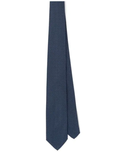Pre-owned Prada Micro-print Tie In Blue