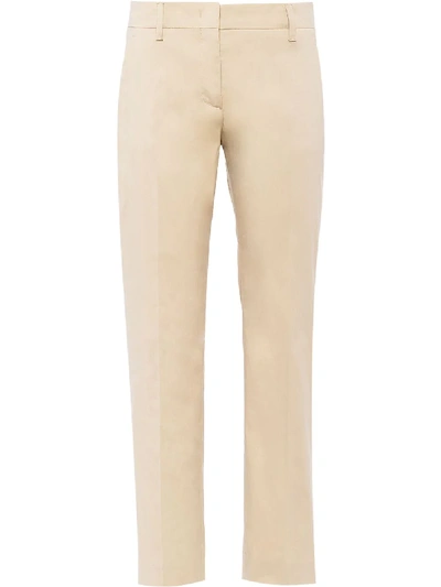 Prada Cropped Tailored Trousers In Beige