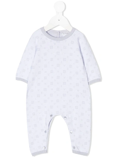 Givenchy All-over Monogram Babygrow In Blue