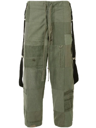 Greg Lauren Patchwork Straight Leg Trousers In Green