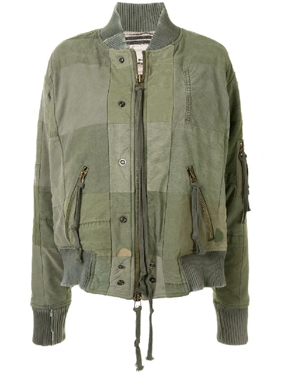 Greg Lauren Patchwork Bomber Jacket In Green