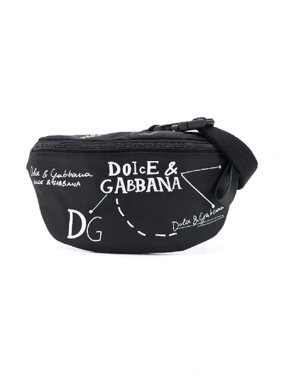 Dolce & Gabbana Kids' Embroidery Belt Bag In Black
