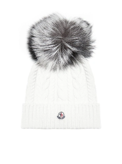 Moncler Tricot Hat Embellished In White