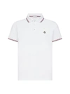 Moncler Stripe Trimmed Logo Patched Polo Shirt In White