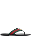 GUCCI WEB STRIPE-EMBELLISHED FLIP FLOPS