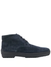 Tod's Suede Desert Boots In Blue