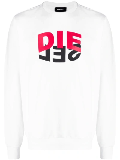 Diesel Logo Print Sweatshirt In White