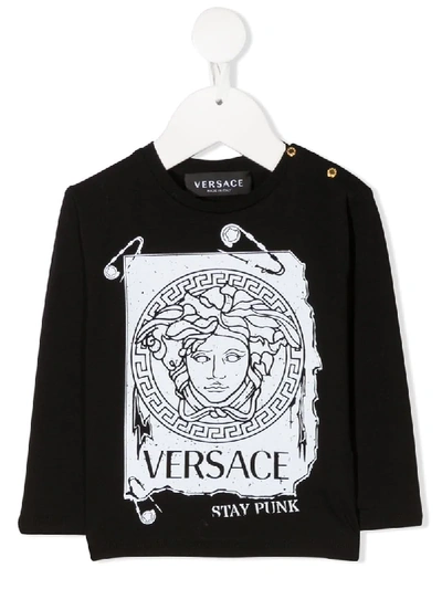 Young Versace Babies' Branded T-shirt In Black