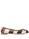 TORY BURCH STRIPED LEATHER BALLERINA SHOES