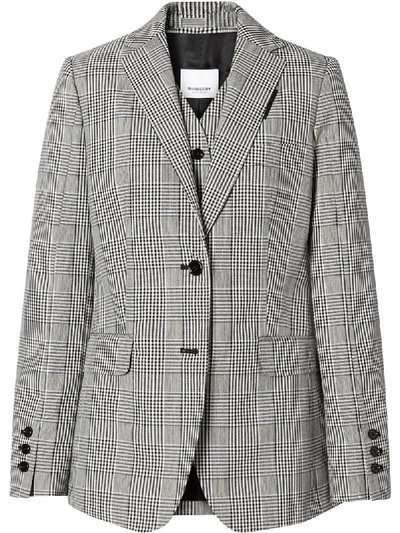 Burberry Check Technical Tailored Jacket In Grey