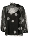 RED VALENTINO SHEER FLOWER-APPLIQUE BLOUSE