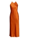 Rosetta Getty Women's Cross-back Strap Satin Slip Dress In Terracotta