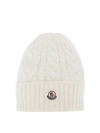 Moncler Ribbed-knit Logo-patch Beanie In White
