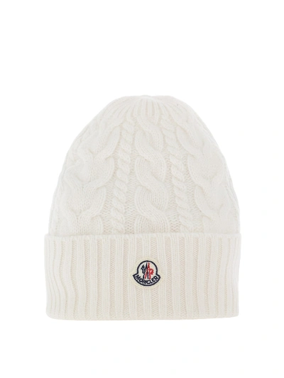 Moncler Logo-patch Ribbed Beanie In White