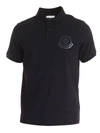 MONCLER POLO SHIRT WITH TONE-ON-TONE LOGO IN BLACK