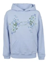 GIVENCHY LOGO PRINT COTTON HOODIE IN LIGHT BLUE