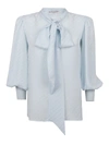 GIVENCHY TIE-NECK SILK SHIRT IN LIGHT BLUE
