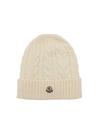 MONCLER TRICOT EFFECT BEANIE IN WHITE