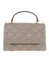 TORY BURCH FLEMING SOFT TOP-HANDLE SATCHEL IN GREY