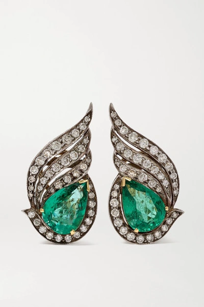 Amrapali Sterling Silver And 18-karat Gold, Emerald And Diamond Earrings In Neutrals