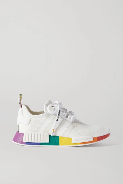 Adidas Originals Nmd R1 Pride Rubber-trimmed Primeknit Sneakers In White