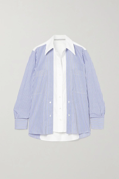Stella Mccartney Elaina Paneled Striped Cotton-poplin Shirt In Blue And White