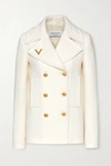 VALENTINO EMBELLISHED DOUBLE-BREASTED WOOL COAT