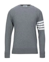 Thom Browne L Crewneck Sweater With 4 Bar Inlay In Grey