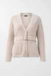AKRIS BELTED RIBBED CASHMERE CARDIGAN