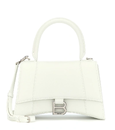 Balenciaga Hourglass Small Leather Shoulder Bag In White