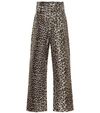 GANNI LEOPARD JACQUARD PAPERBAG PANTS,P00481878