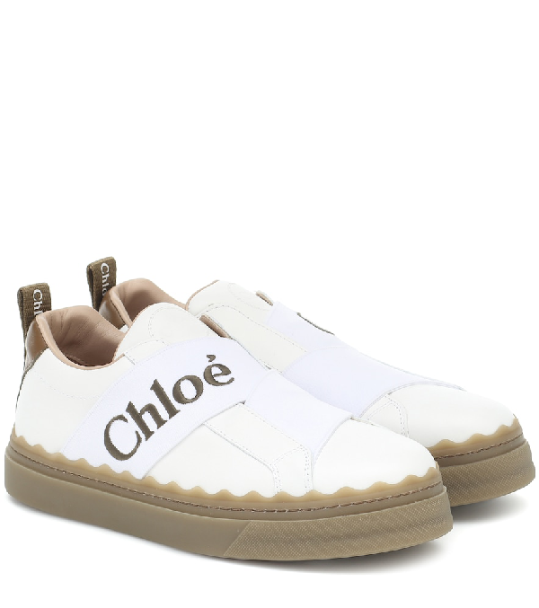ChloÉ White Lauren Strap Leather Sneakers In Weiß | ModeSens