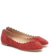 Chloé Pink Suede Lauren Ballerina Flats In Red