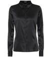 Tom Ford Fitted Stretch Silk Satin Shirt In Black