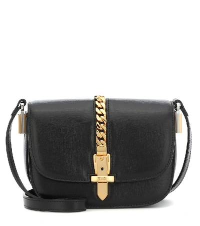 Gucci Sylvie 1969 Mini Leather Shoulder Bag In Black