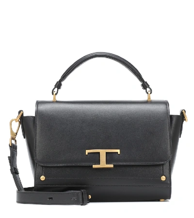 Tod's Timeless T Small Leather Tote In Black