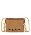 Marni Logo-embroidered Shoulder Bag In Brown