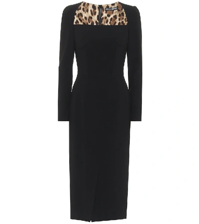 Dolce & Gabbana Square-neck Cady Midi Dress In Black
